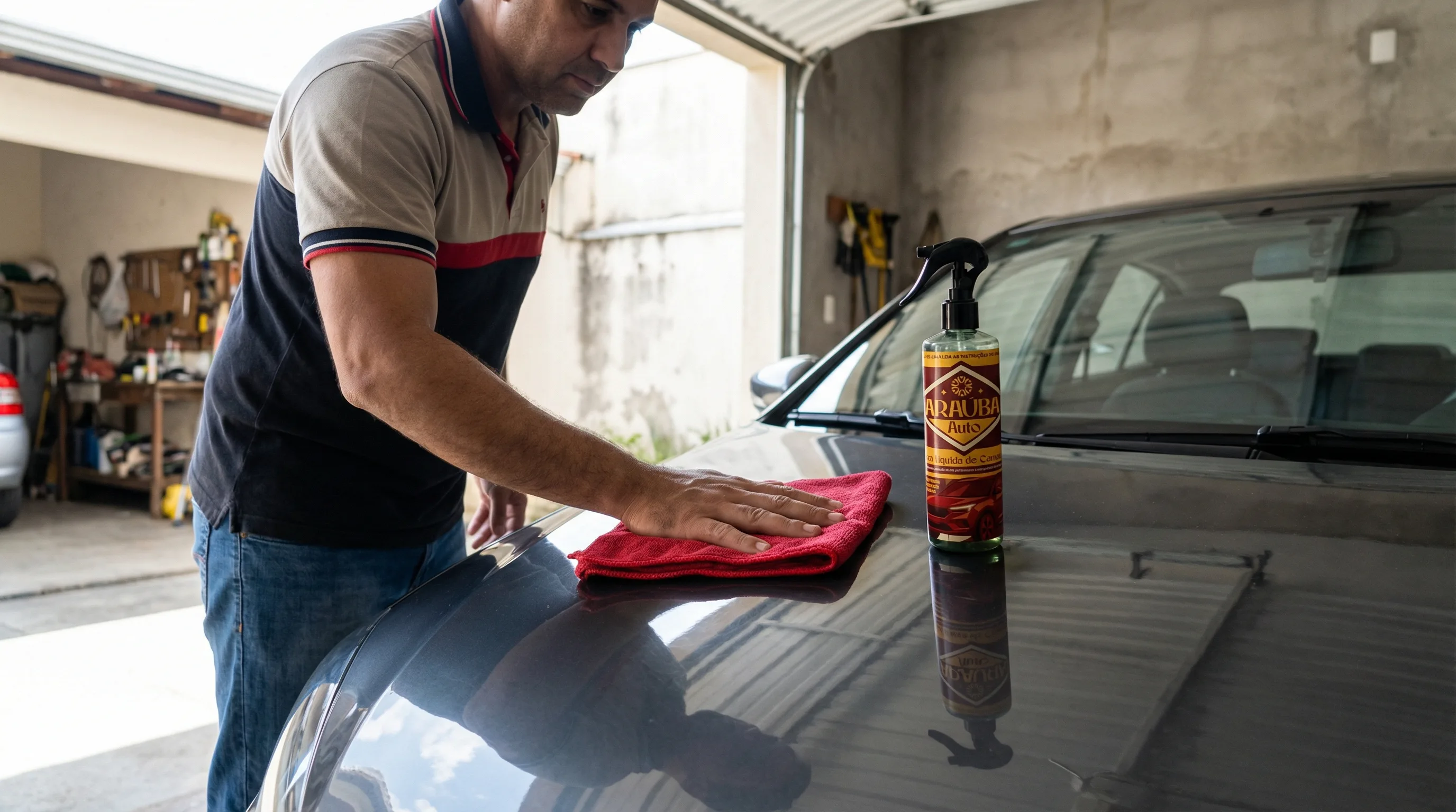 Aplicação de Araúba Auto na superfície de um automóvel
