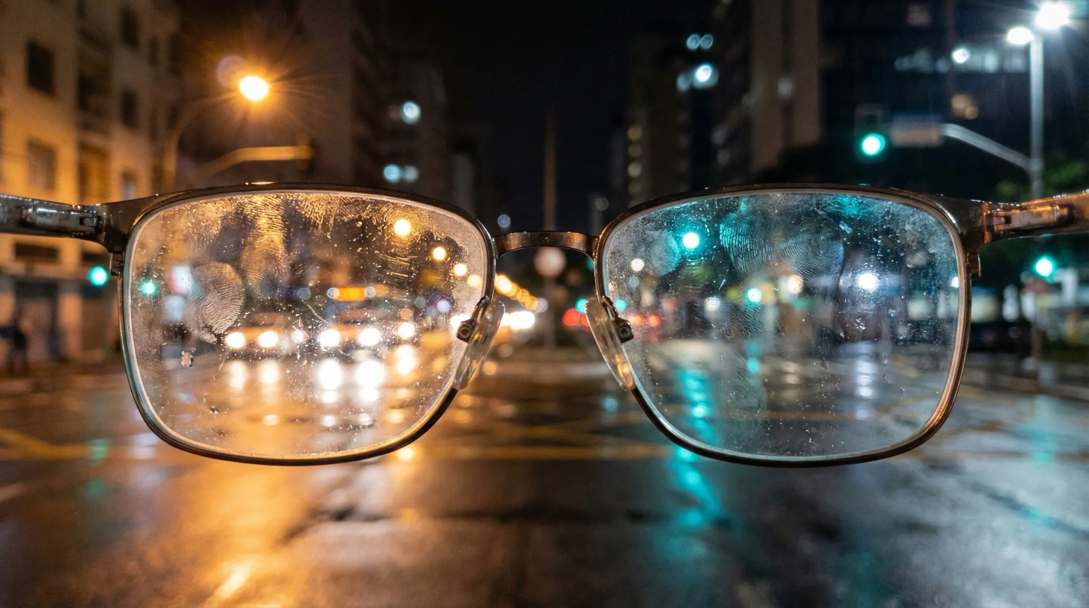 Antes do uso do Araúba Visio: lentes com digitais e marcas visíveis
